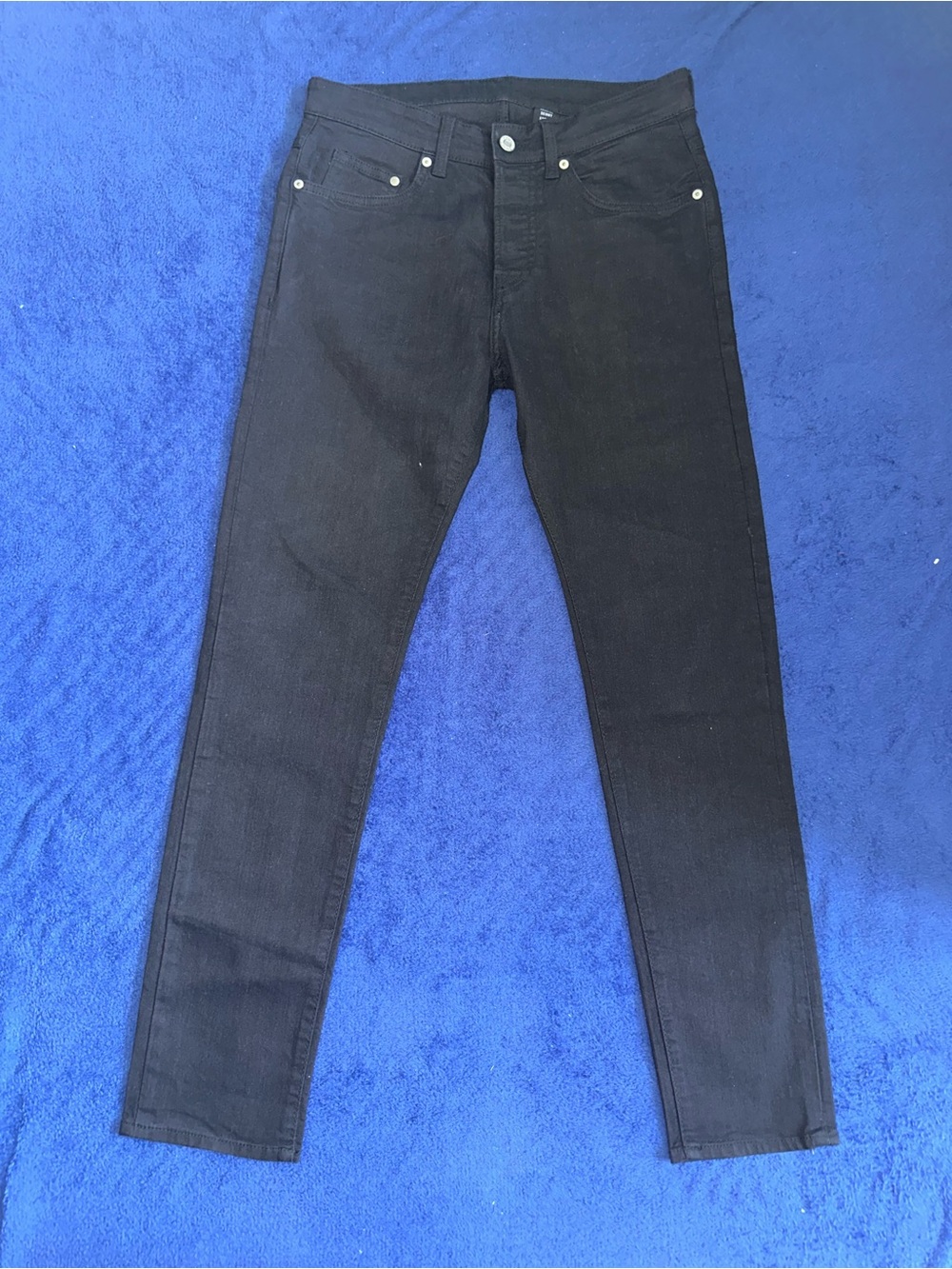 H&M &Denim Mens Skinny Slim Jeans 31/30 Black Stretch Dark Wash Pants